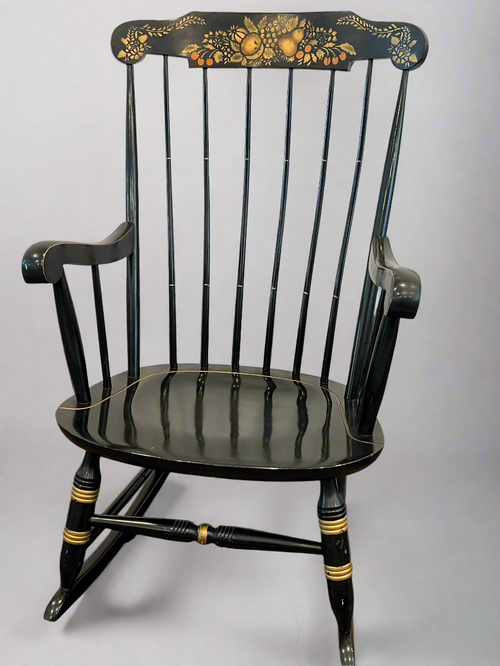 Nichols & Stone Black Lacquer Rocking Chair – Circa 1970s