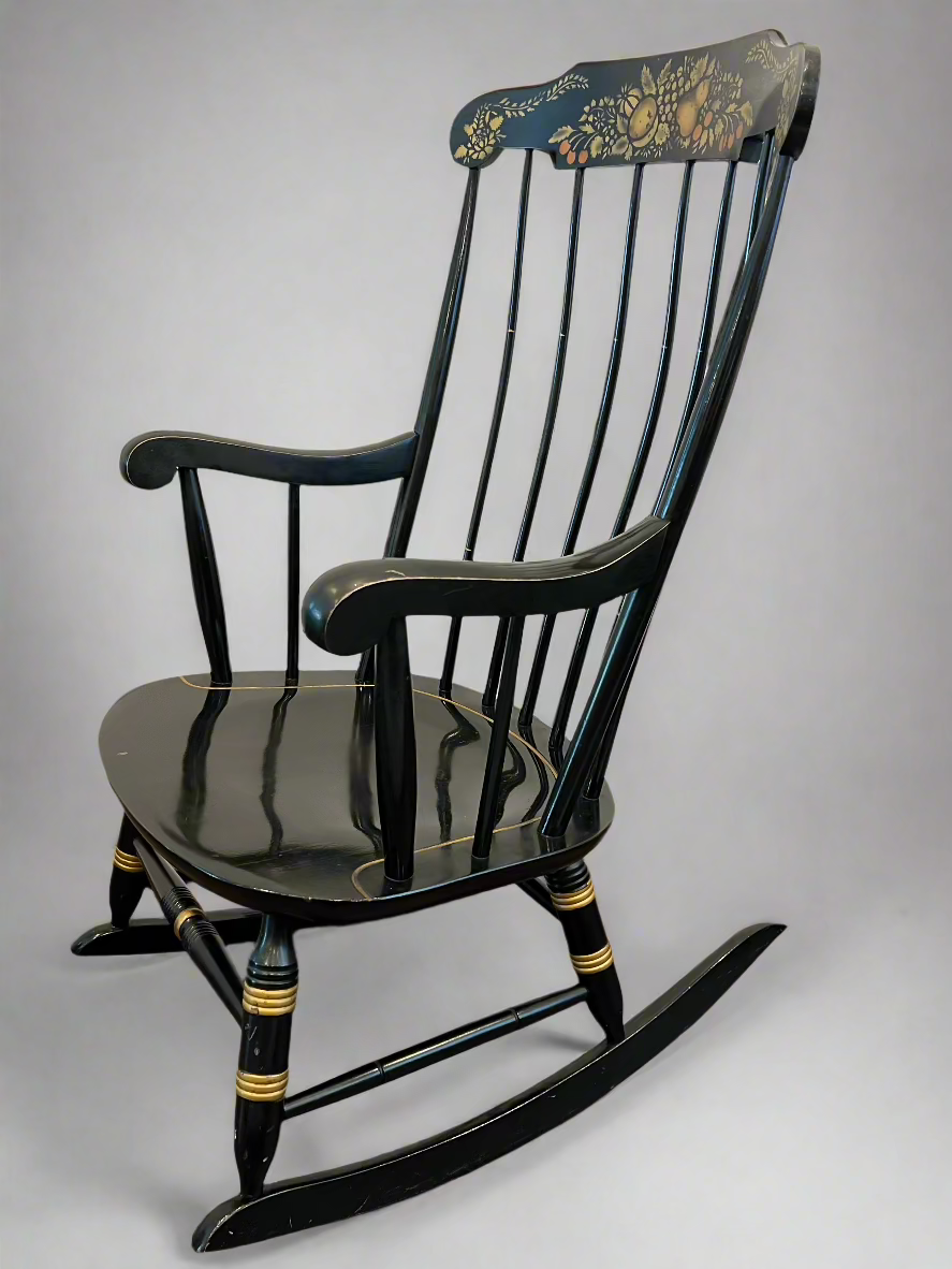 Nichols & Stone Black Lacquer Rocking Chair – Circa 1970s