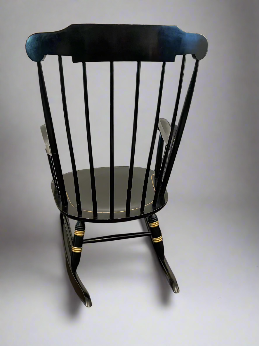 Nichols & Stone Black Lacquer Rocking Chair – Circa 1970s