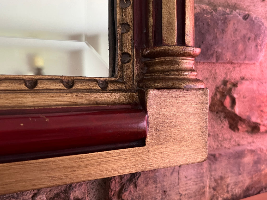 Red & Gold Mirror with Corinthian Columns