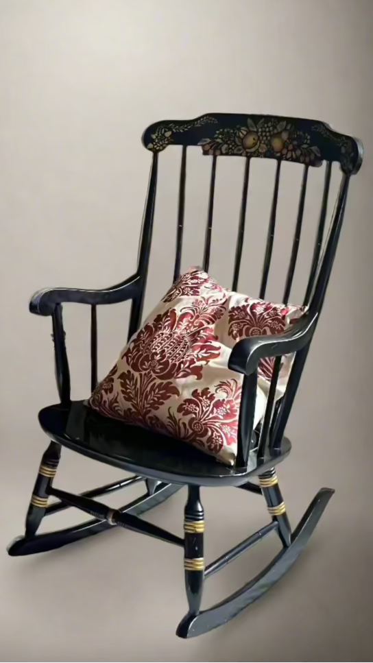 Nichols & Stone Black Lacquer Rocking Chair – Circa 1970s